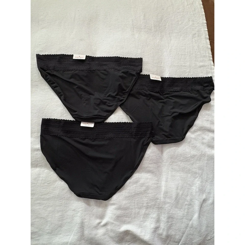 NEW Warners No Pinching No Problems Lace Bikini 5509 Black 3 Pair Size 3Xlarge